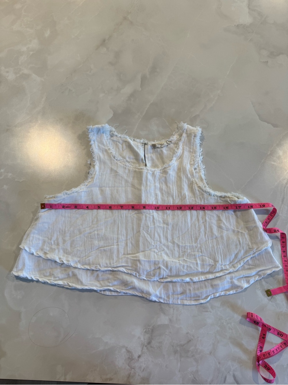 Altar'd State White Frayed-Edge Sleeveless Top